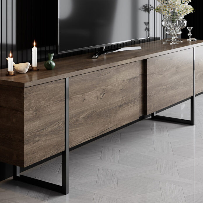 Set de mobilier pentru living Luxe, Nuc- Negru Set de mobilier pentru living Luxe, Nuc- Negru