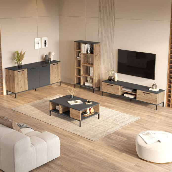 Set de mobilier pentru living RL6-AA, Pin atlantinc- Antracit Set de mobilier pentru living RL6-AA, Pin atlantinc- Antracit