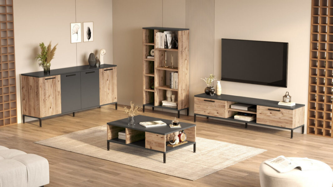 Set de mobilier pentru living RL6-AA, Pin atlantinc- Antracit Set de mobilier pentru living RL6-AA, Pin atlantinc- Antracit