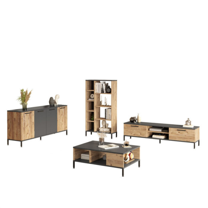 Set de mobilier pentru living RL6-AA, Pin atlantinc- Antracit Set de mobilier pentru living RL6-AA, Pin atlantinc- Antracit