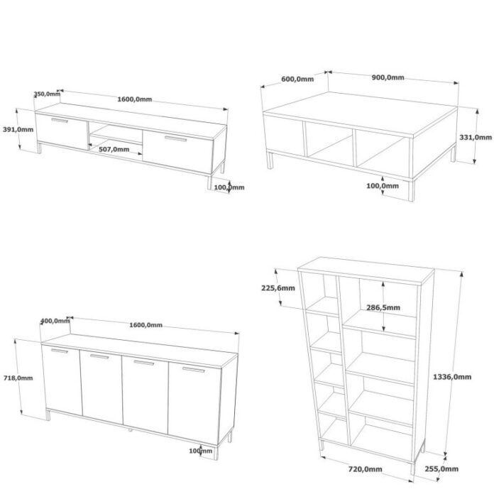 Set de mobilier pentru living RL6-AA, Pin atlantinc- Antracit Set de mobilier pentru living RL6-AA, Pin atlantinc- Antracit