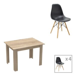Set Masă si 4 Scaune Manka-Julita, sonoma/negru, 110x80x77 cm Set Masă si 4 Scaune Manka-Julita, sonoma/negru, 110x80x77 cm