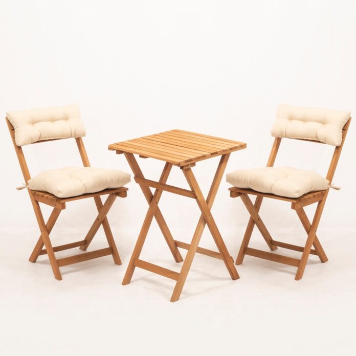 Set masa si scaune de gradina (3 piese) My001A Crem 50x72x50 cm