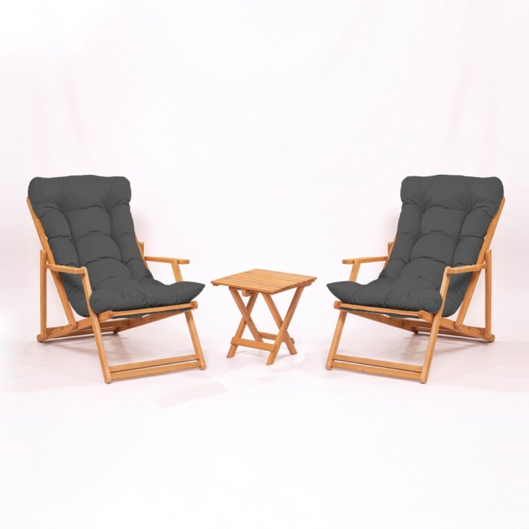 Set masa si scaune de gradina (3 piese) My007 Gri 40x40x40 cm