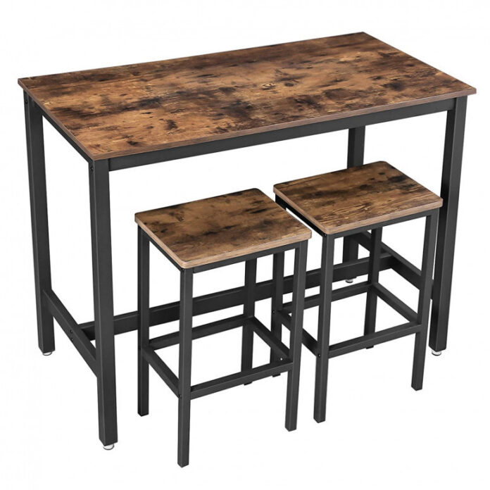 Set Masa si scaune Model Shane, 120x60x90 cm, Maro Rustic/Negru Set Masa si scaune Model Shane, 120x60x90 cm, Maro Rustic/Negru