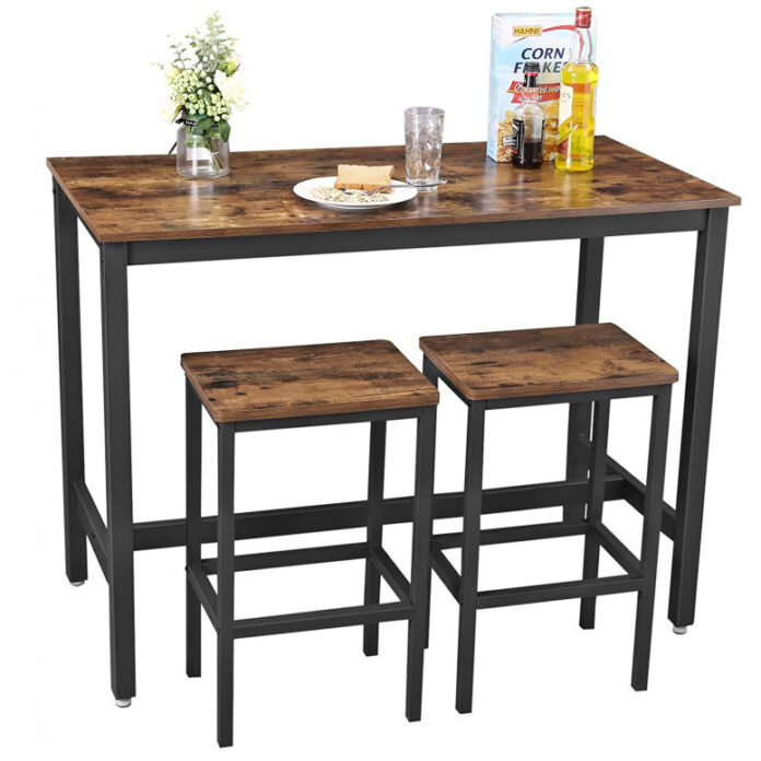 Set Masa si scaune Model Shane, 120x60x90 cm, Maro Rustic/Negru Set Masa si scaune Model Shane, 120x60x90 cm, Maro Rustic/Negru