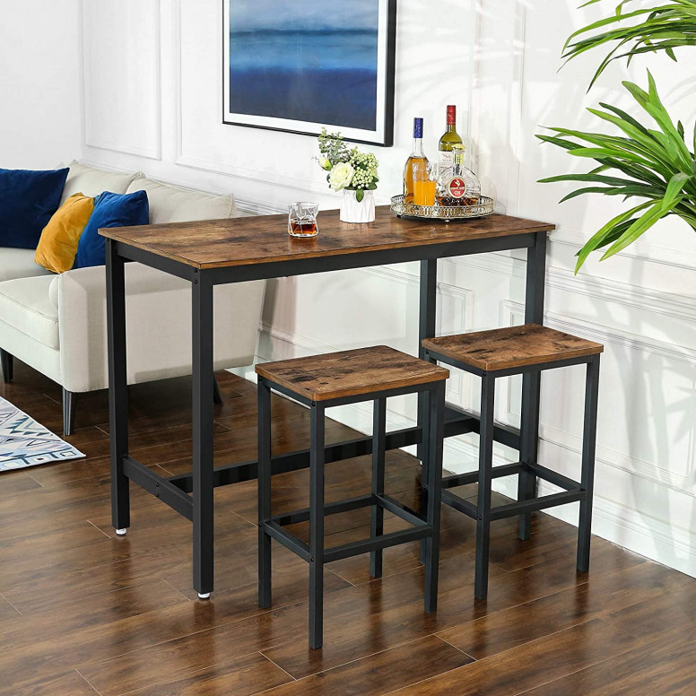 Set Masa si scaune Model Shane, 120x60x90 cm, Maro Rustic/Negru Set Masa si scaune Model Shane, 120x60x90 cm, Maro Rustic/Negru