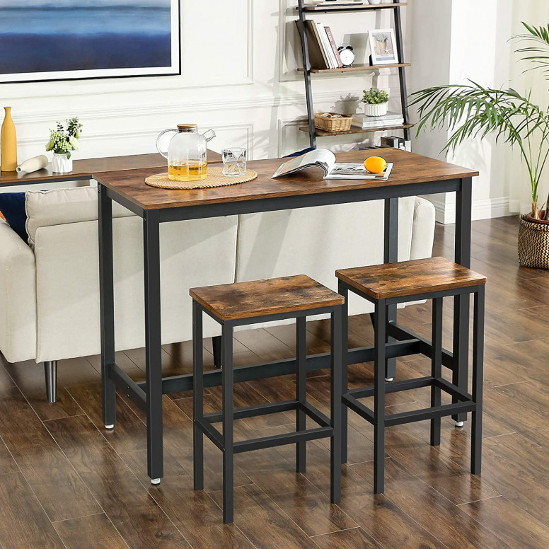 Set Masa si scaune Model Shane, 120x60x90 cm, Maro Rustic/Negru Set Masa si scaune Model Shane, 120x60x90 cm, Maro Rustic/Negru