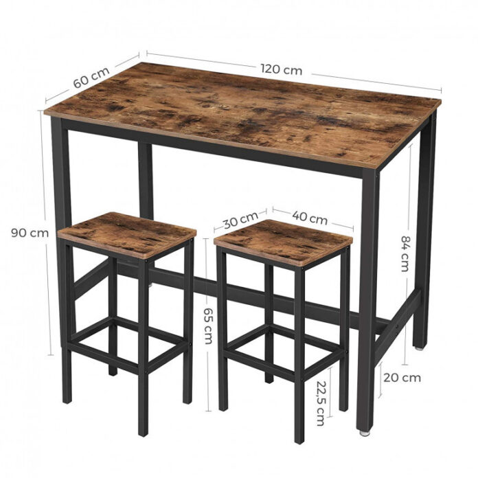 Set Masa si scaune Model Shane, 120x60x90 cm, Maro Rustic/Negru Set Masa si scaune Model Shane, 120x60x90 cm, Maro Rustic/Negru