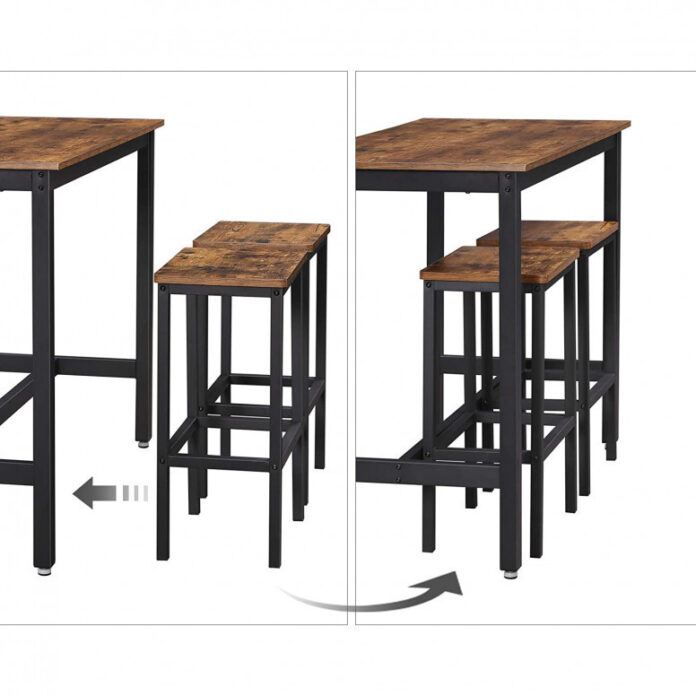 Set Masa si scaune Model Shane, 120x60x90 cm, Maro Rustic/Negru Set Masa si scaune Model Shane, 120x60x90 cm, Maro Rustic/Negru