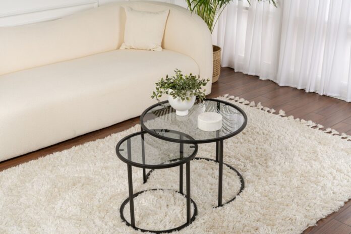 Set Masute de cafea Model Aurum 60, Negru/Gri Set Masute de cafea Model Aurum 60, Negru/Gri