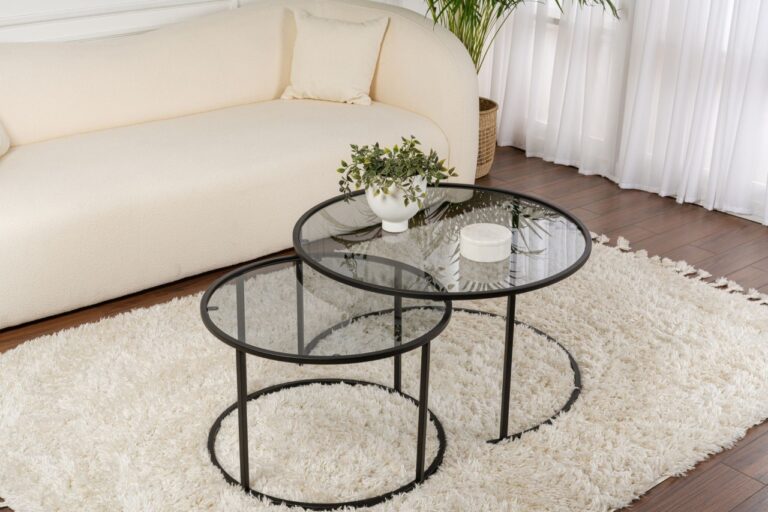 Set Masute de cafea Model Aurum 80, Negru/Gri