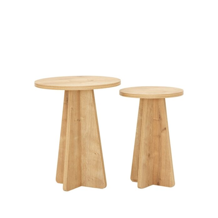Set masute de cafea stivuibile, 2 bucati Mushroom Stejar 40x50x40 cm Set masute de cafea stivuibile, 2 bucati Mushroom Stejar 40x50x40 cm