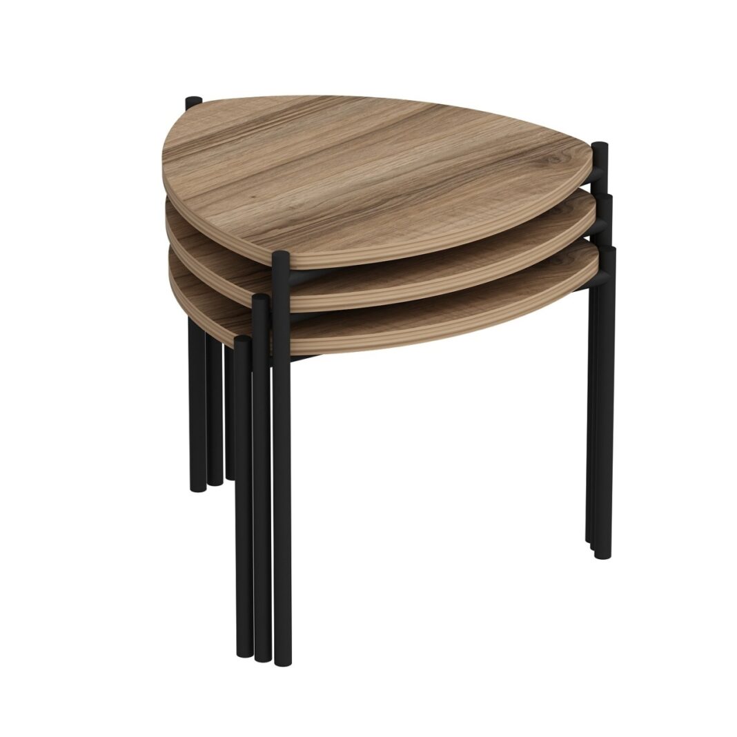 Set masute de cafea stivuibile, 3 bucati Lenny Nuc 45x45x45 cm Set masute de cafea stivuibile, 3 bucati Lenny Nuc 45x45x45 cm