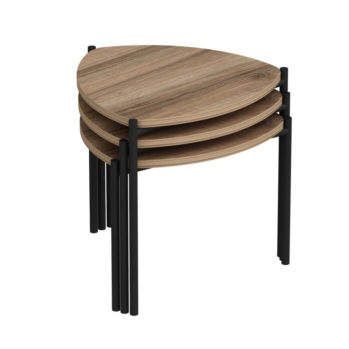Set masute de cafea stivuibile, 3 bucati Lenny Nuc 45x45x45 cm Set masute de cafea stivuibile, 3 bucati Lenny Nuc 45x45x45 cm