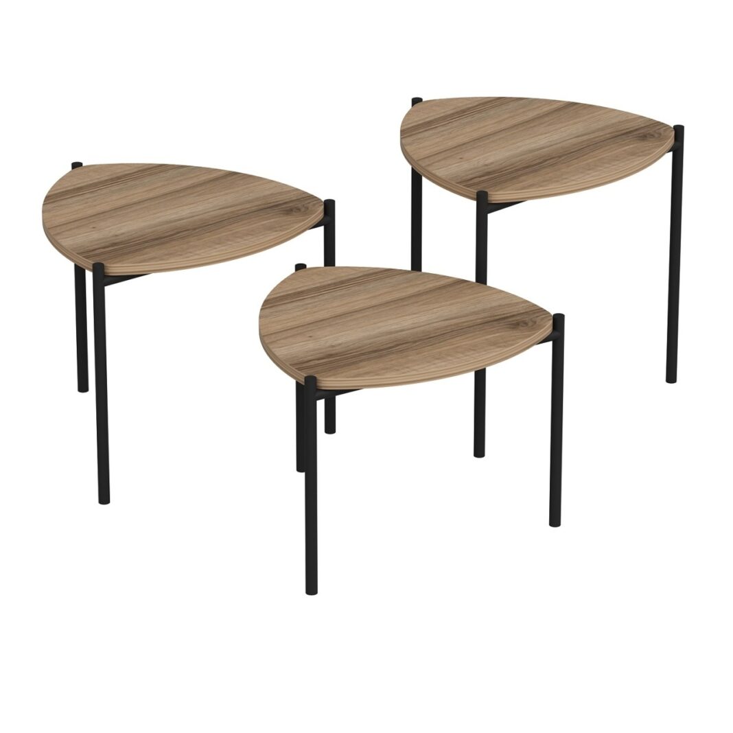 Set masute de cafea stivuibile, 3 bucati Lenny Nuc 45x45x45 cm Set masute de cafea stivuibile, 3 bucati Lenny Nuc 45x45x45 cm