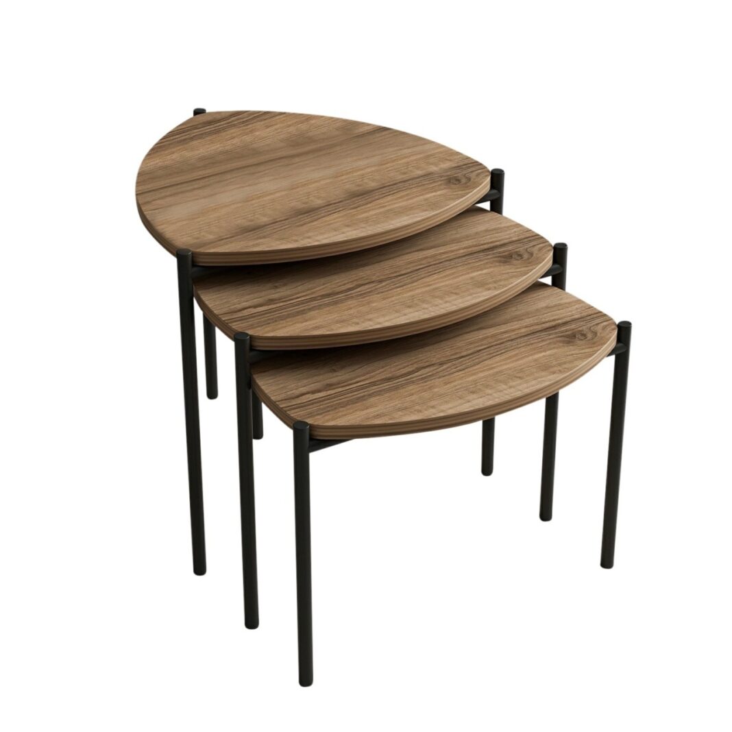 Set masute de cafea stivuibile, 3 bucati Lenny Nuc 45x45x45 cm Set masute de cafea stivuibile, 3 bucati Lenny Nuc 45x45x45 cm