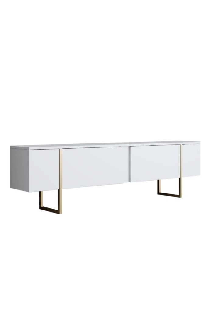 Set mobilier living Model Luxe, Alb/Auriu, 160x35x80 cm Set mobilier living Model Luxe, Alb/Auriu, 160x35x80 cm
