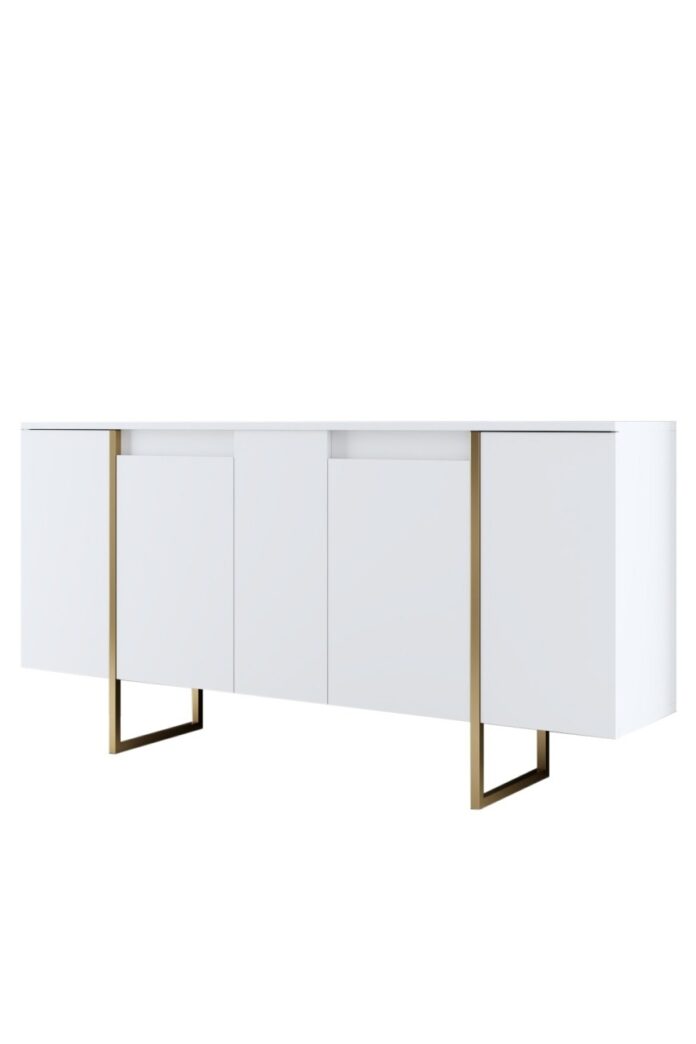Set mobilier living Model Luxe, Alb/Auriu, 160x35x80 cm Set mobilier living Model Luxe, Alb/Auriu, 160x35x80 cm