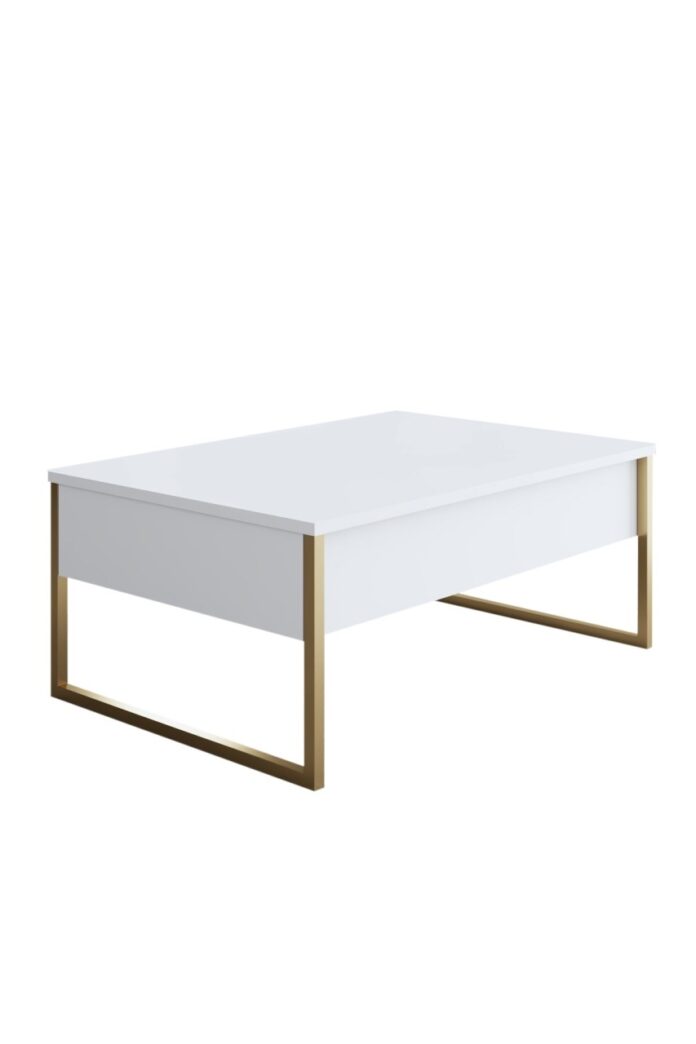 Set mobilier living Model Luxe, Alb/Auriu, 160x35x80 cm Set mobilier living Model Luxe, Alb/Auriu, 160x35x80 cm