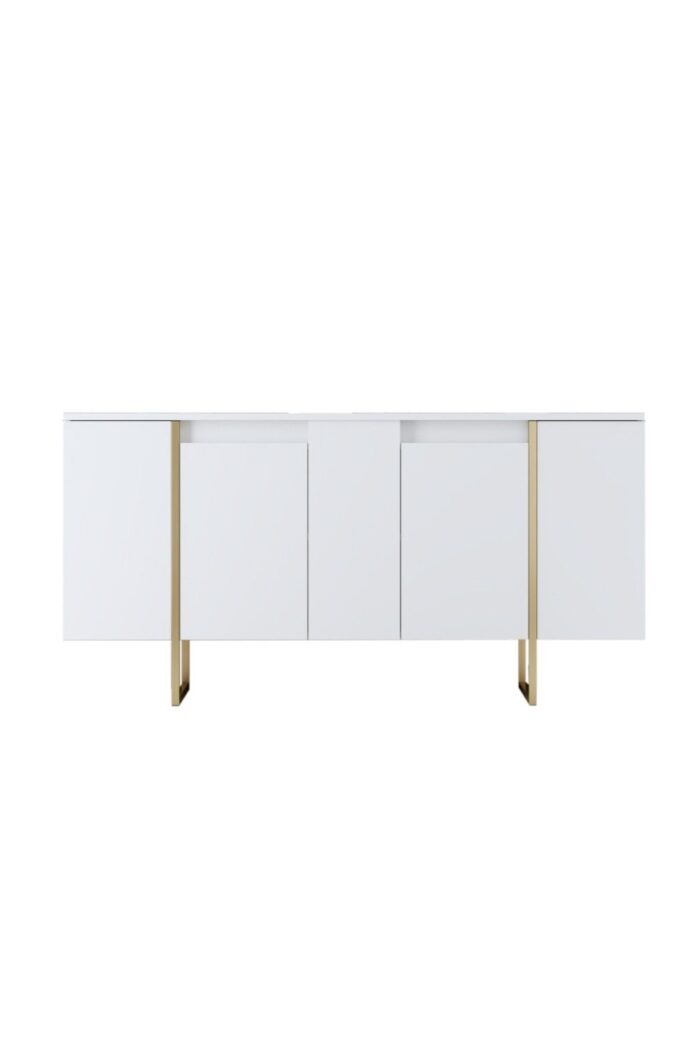 Set mobilier living Model Luxe, Alb/Auriu, 160x35x80 cm Set mobilier living Model Luxe, Alb/Auriu, 160x35x80 cm