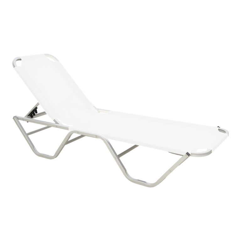 Șezlong Dessie, alb, 59.5x193x29.5 cm
