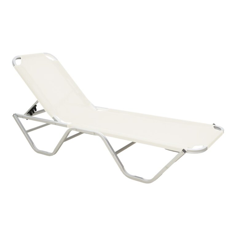 Șezlong Dessie, ecru, 59.5x193x29.5 cm