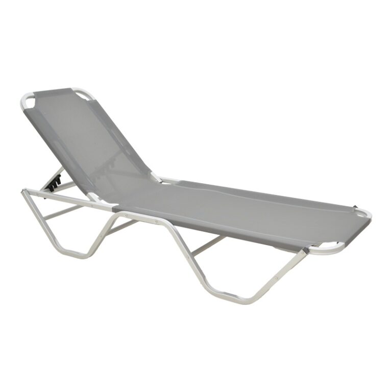 Șezlong Dessie, gri închis, 59.5x193x29.5 cm