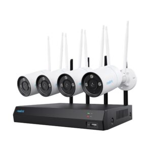 Sistem supraveghere exterior WiFi Reolink NVS12-8MB4W, 4 camere, 4K, IR 30 m, microfon si difuzor, vizualizare de pe telefon, HDD 2TB Sistem supraveghere exterior WiFi Reolink NVS12-8MB4W, 4 camere, 4K, IR 30 m, microfon si difuzor, vizualizare de pe telefon, HDD 2TB
