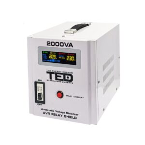 Stabilizator de tensiune cu 2 prize TED RT TED000125, 2000 VA, 1200 W Stabilizator de tensiune cu 2 prize TED RT TED000125, 2000 VA, 1200 W