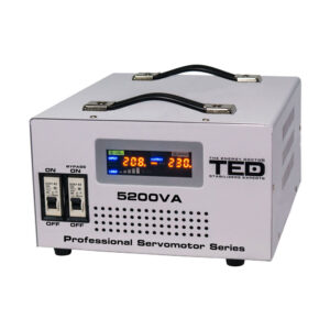 Stabilizator de tensiune cu 2 prize si servomotor TED 000200, 5200 VA, 3000 W, regleta Stabilizator de tensiune cu 2 prize si servomotor TED 000200, 5200 VA, 3000 W, regleta