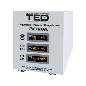 Stabilizator de tensiune cu servomotor trifazat-trifazat TED 000156, 30000 VA, 24000 W, regleta Stabilizator de tensiune cu servomotor trifazat-trifazat TED 000156, 30000 VA, 24000 W, regleta