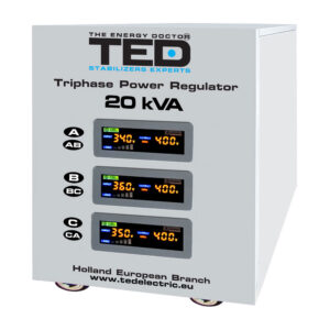 Stabilizator de tensiune cu servomotor trifazat-trifazat TED 000118, 20000 VA, 16000 W, regleta Stabilizator de tensiune cu servomotor trifazat-trifazat TED 000118, 20000 VA, 16000 W, regleta