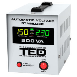 Stabilizator de tensiune cu 2 prize TED 500VA-AVR TED000194, 500 VA/300 W Stabilizator de tensiune cu 2 prize TED 500VA-AVR TED000194, 500 VA/300 W