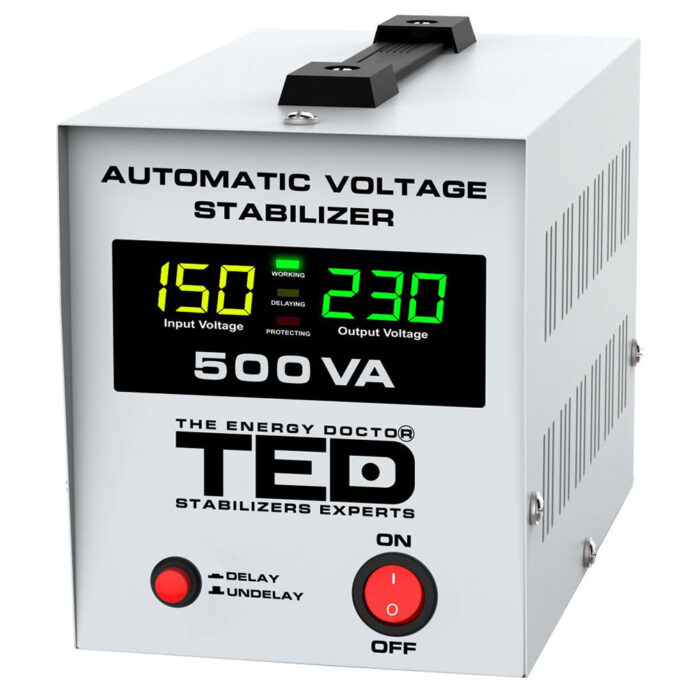 Stabilizator de tensiune cu 2 prize TED 500VA-AVR TED000194, 500 VA/300 W Stabilizator de tensiune cu 2 prize TED 500VA-AVR TED000194, 500 VA/300 W