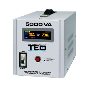 Stabilizator de tensiune cu 2 prize TED RT TED000187, 5000 VA, 3000 W, regleta Stabilizator de tensiune cu 2 prize TED RT TED000187, 5000 VA, 3000 W, regleta