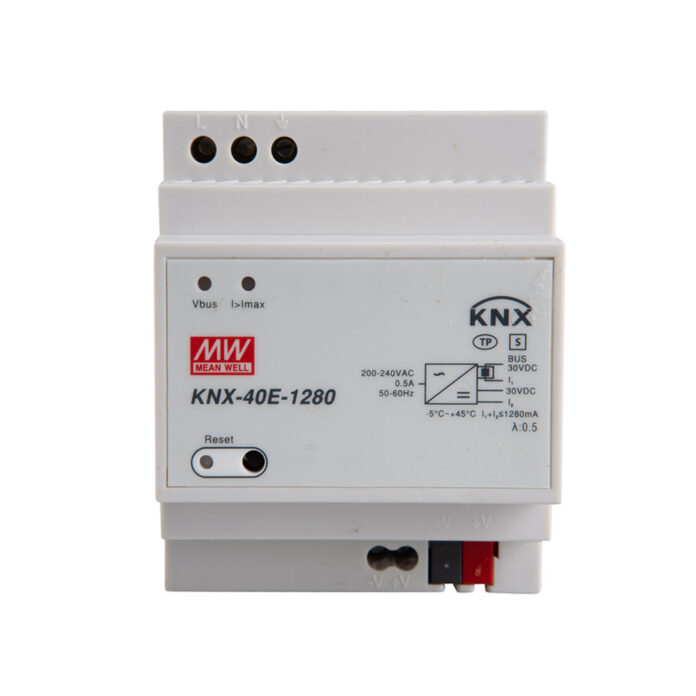 Sursa de alimentare MeanWell KNX-40E-1280, 2 iesiri, 30V/1280 mA, 40 W, protocol KNX, montaj pe sina DIN Sursa de alimentare MeanWell KNX-40E-1280, 2 iesiri, 30V/1280 mA, 40 W, protocol KNX, montaj pe sina DIN