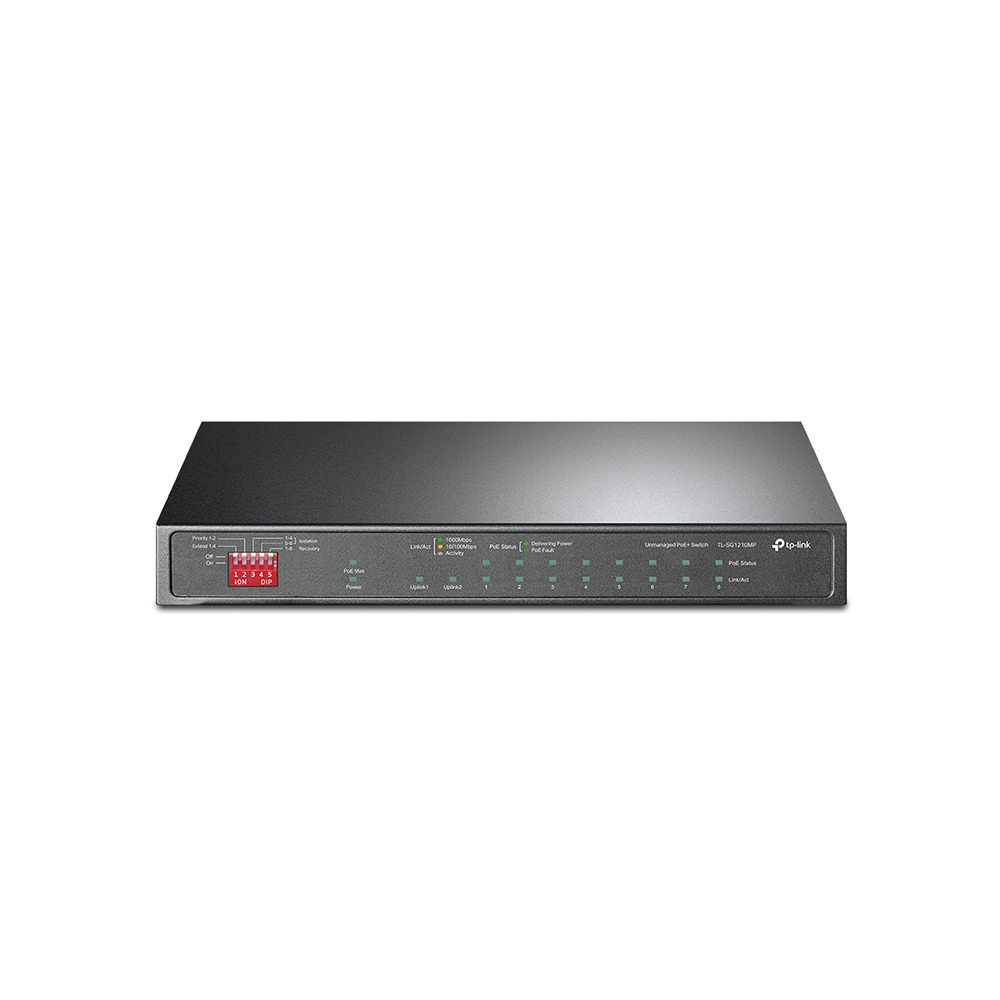 Switch 10 porturi Gigabit TP-Link TL-SG1210MP, 10/100/1000 Mbps, 20 Gbps, 123 W, PoE+, fara management Switch 10 porturi Gigabit TP-Link TL-SG1210MP, 10/100/1000 Mbps, 20 Gbps, 123 W, PoE+, fara management