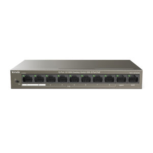 Switch cu 10 porturi Tenda TEF1110P-8-63W, 1.6 Gbps, 1.48 Mpps, 1000 MAC, PoE, fara management Switch cu 10 porturi Tenda TEF1110P-8-63W, 1.6 Gbps, 1.48 Mpps, 1000 MAC, PoE, fara management