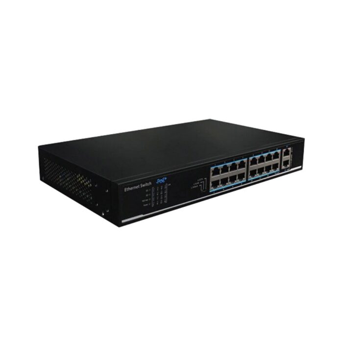 Switch cu 16 porturi PoE+ UTP1218-PSB150, 2x uplink, 7.2 Gbps, 8000 MAC, 30 W, fara management Switch cu 16 porturi PoE+ UTP1218-PSB150, 2x uplink, 7.2 Gbps, 8000 MAC, 30 W, fara management