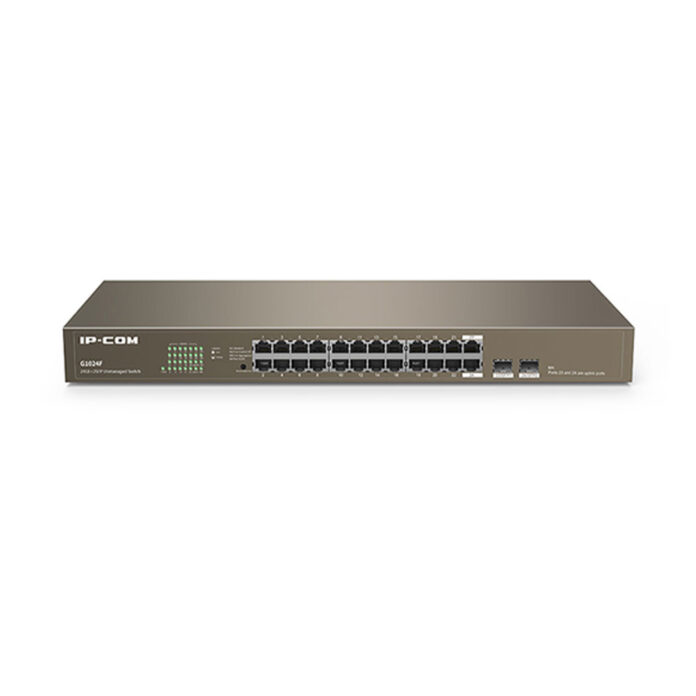 Switch cu 24 porturi Gigabite IP-COM G1024F, 8000 MAC, 48 Gbps, fara management Switch cu 24 porturi Gigabite IP-COM G1024F, 8000 MAC, 48 Gbps, fara management