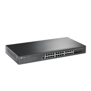 Switch cu 24 porturi Gigabit RJ45 TP-Link JetStream TL-SG3428X-UPS, 4 porturi SFP+, cu management, suport UPS extern Switch cu 24 porturi Gigabit RJ45 TP-Link JetStream TL-SG3428X-UPS, 4 porturi SFP+, cu management, suport UPS extern
