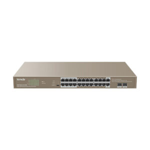 Switch cu 24 porturi Tenda TEG1126P-24-410W, 2 porturi SFP, 48 Gbps, 35.7 Mpps, 8.000 MAC, PoE, fara management Switch cu 24 porturi Tenda TEG1126P-24-410W, 2 porturi SFP, 48 Gbps, 35.7 Mpps, 8.000 MAC, PoE, fara management