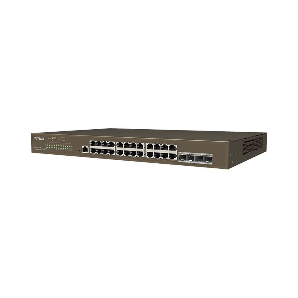 Switch cu 24 porturi Tenda TEG3328F, 10/100/1000 Mbps, 4 SFP, 16000 MAC, cu management Switch cu 24 porturi Tenda TEG3328F, 10/100/1000 Mbps, 4 SFP, 16000 MAC, cu management