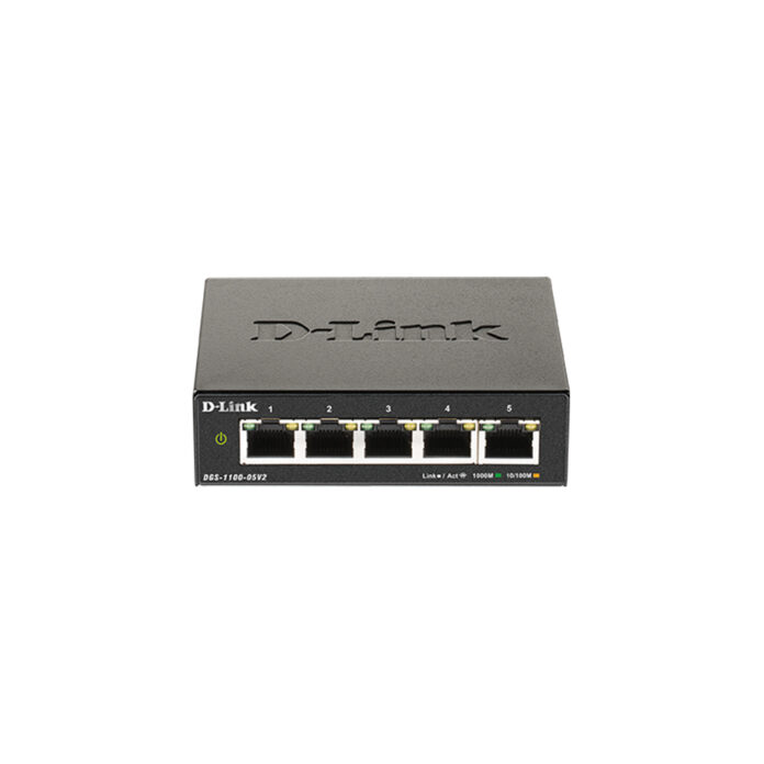 Switch cu 5 porturi Gigabit D-Link DGS-1100-05PDV2, 10 Gbps, 7.44 Mpps, PoE, cu management Switch cu 5 porturi Gigabit D-Link DGS-1100-05PDV2, 10 Gbps, 7.44 Mpps, PoE, cu management