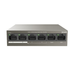 Switch cu 6 porturi Tenda TEF1106P-4-63W, 1.2 Gbps, 0.89 Mpps, 1000 MAC, PoE, fara management Switch cu 6 porturi Tenda TEF1106P-4-63W, 1.2 Gbps, 0.89 Mpps, 1000 MAC, PoE, fara management