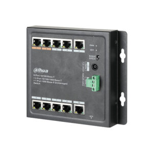Switch PoE Dahua PFS3111-8ET-96-F, 8 porturi PoE, 2x uplink Gigabit, 1x SFP, 13.6 Gbps, buget 96W, layer 2 Switch PoE Dahua PFS3111-8ET-96-F, 8 porturi PoE, 2x uplink Gigabit, 1x SFP, 13.6 Gbps, buget 96W, layer 2