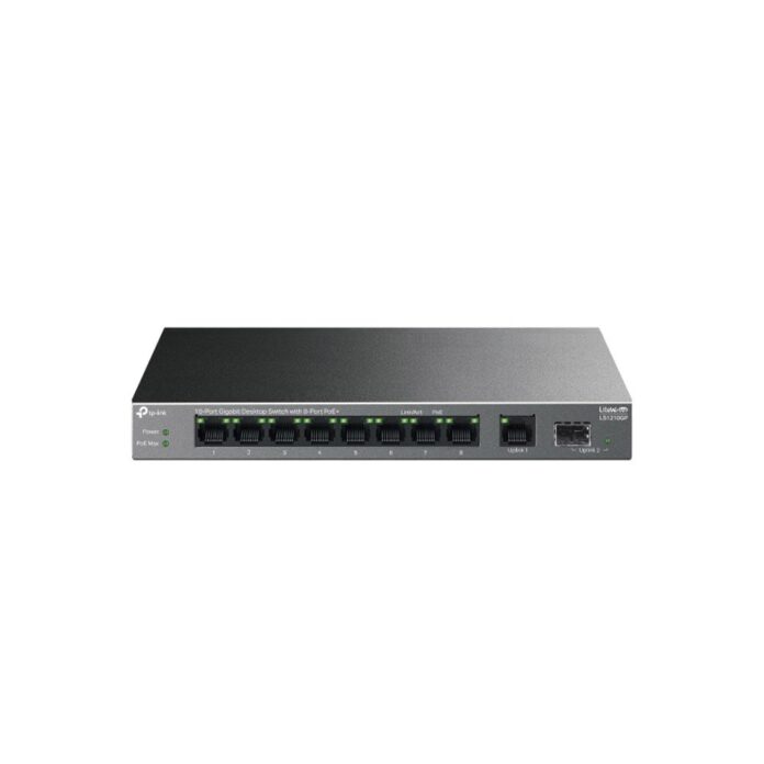 Switch cu 9 porturi Gigabite TP-Link LS1210GP, 20 Gbps, 14.88 Mpps, 250 m, plug&play, PoE Switch cu 9 porturi Gigabite TP-Link LS1210GP, 20 Gbps, 14.88 Mpps, 250 m, plug&play, PoE