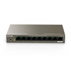 Switch cu 9 porturi Tenda TEG1109P-8-102W, 18 Gbps, 13.4 Mpps, 16000 MAC, PoE, fara management Switch cu 9 porturi Tenda TEG1109P-8-102W, 18 Gbps, 13.4 Mpps, 16000 MAC, PoE, fara management