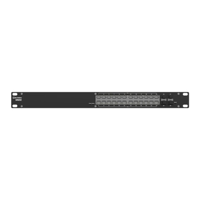 Switch Gigabit cu 24 porturi PoE+ Teltonika SWM282, 10/100/1000 Mbps, MAC 8K, 4x porturi SFP, rackabil, cu management L2+ Switch Gigabit cu 24 porturi PoE+ Teltonika SWM282, 10/100/1000 Mbps, MAC 8K, 4x porturi SFP, rackabil, cu management L2+